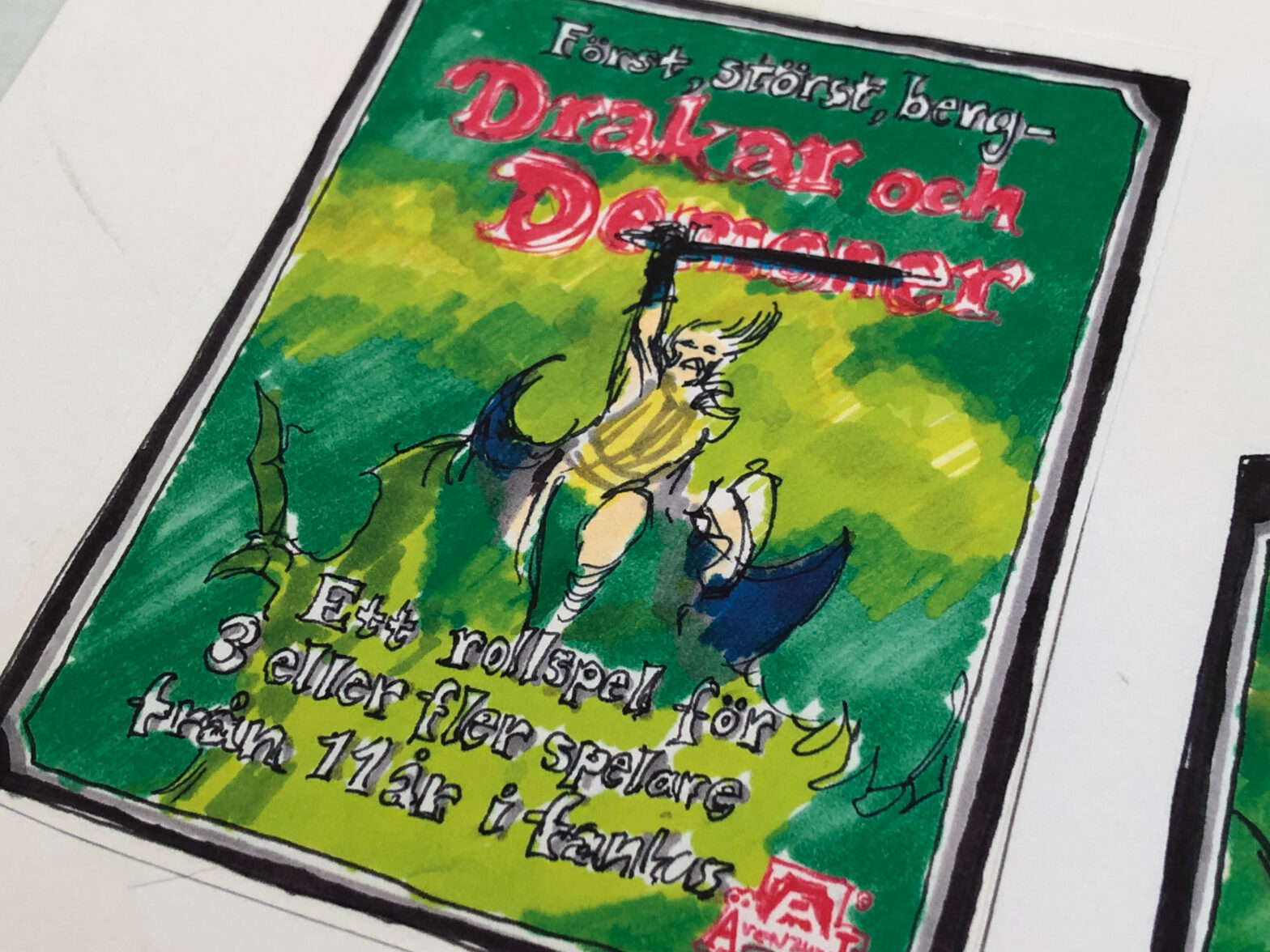 Nils Gullikssons skiss till tredje upplagan av Drakar och demoner.